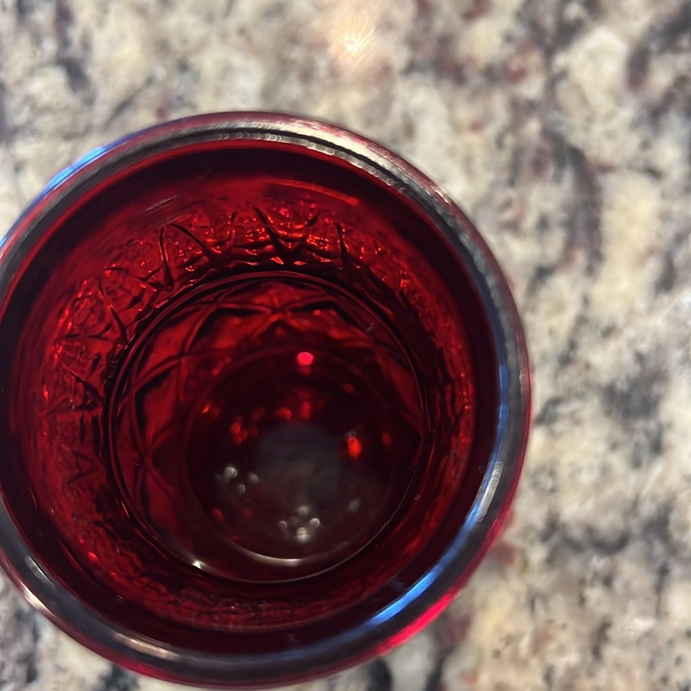 Cambridge Ruby Vintage Thumbprint glass. - Picture 4 of 6